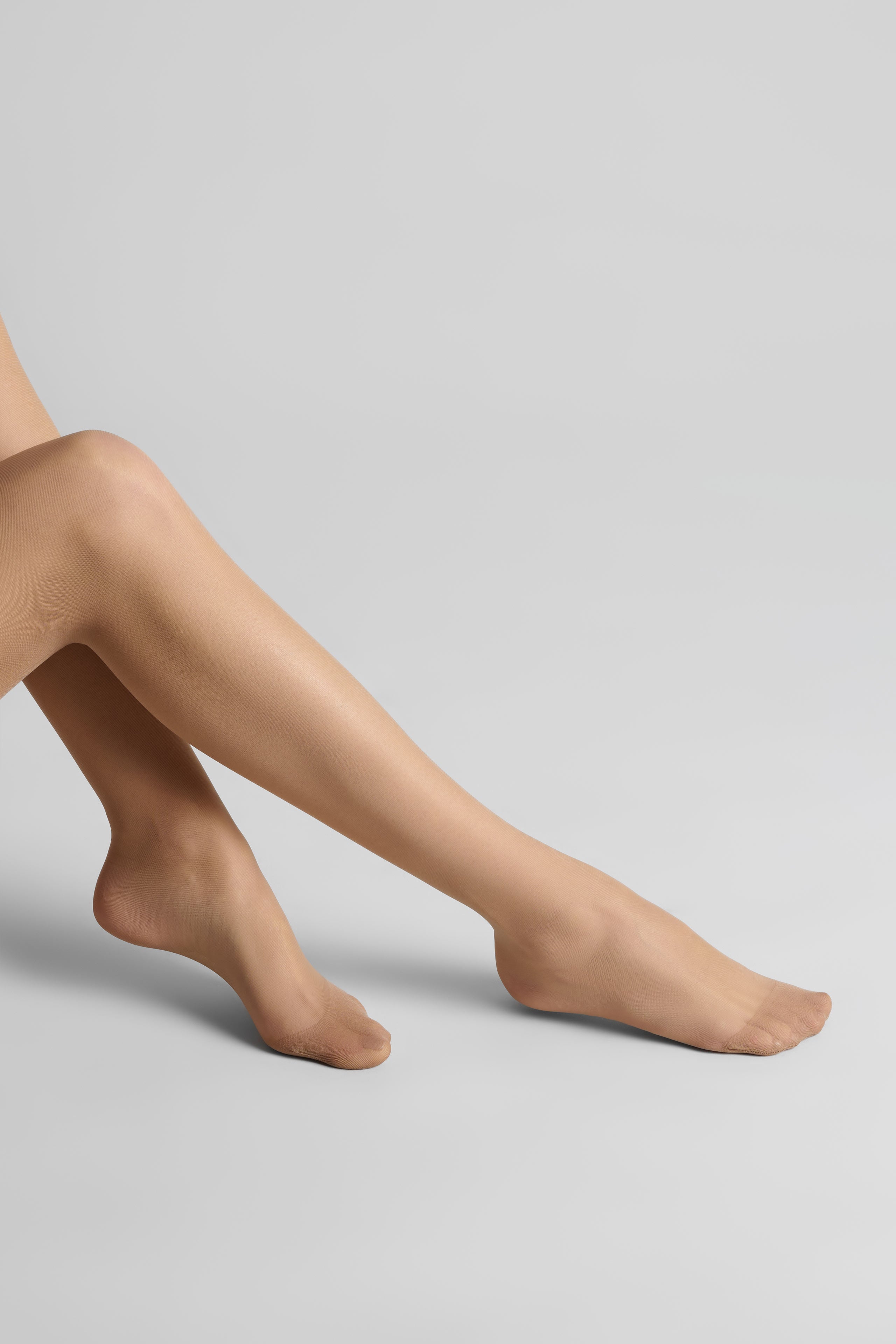Bas coupés roulés voile soyeux 20D - Nude - Legwear