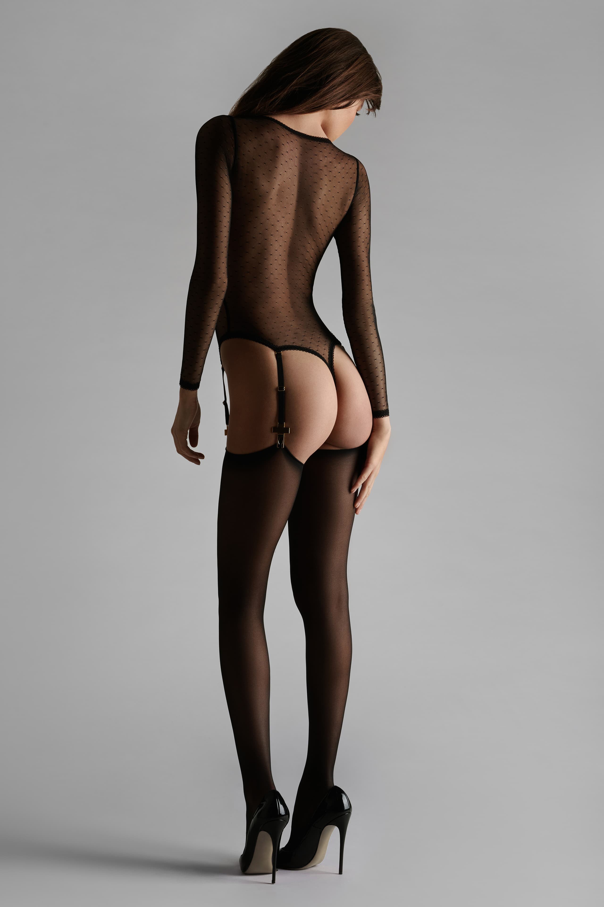 Body in plumetis con reggicalze - Inspiration Divine