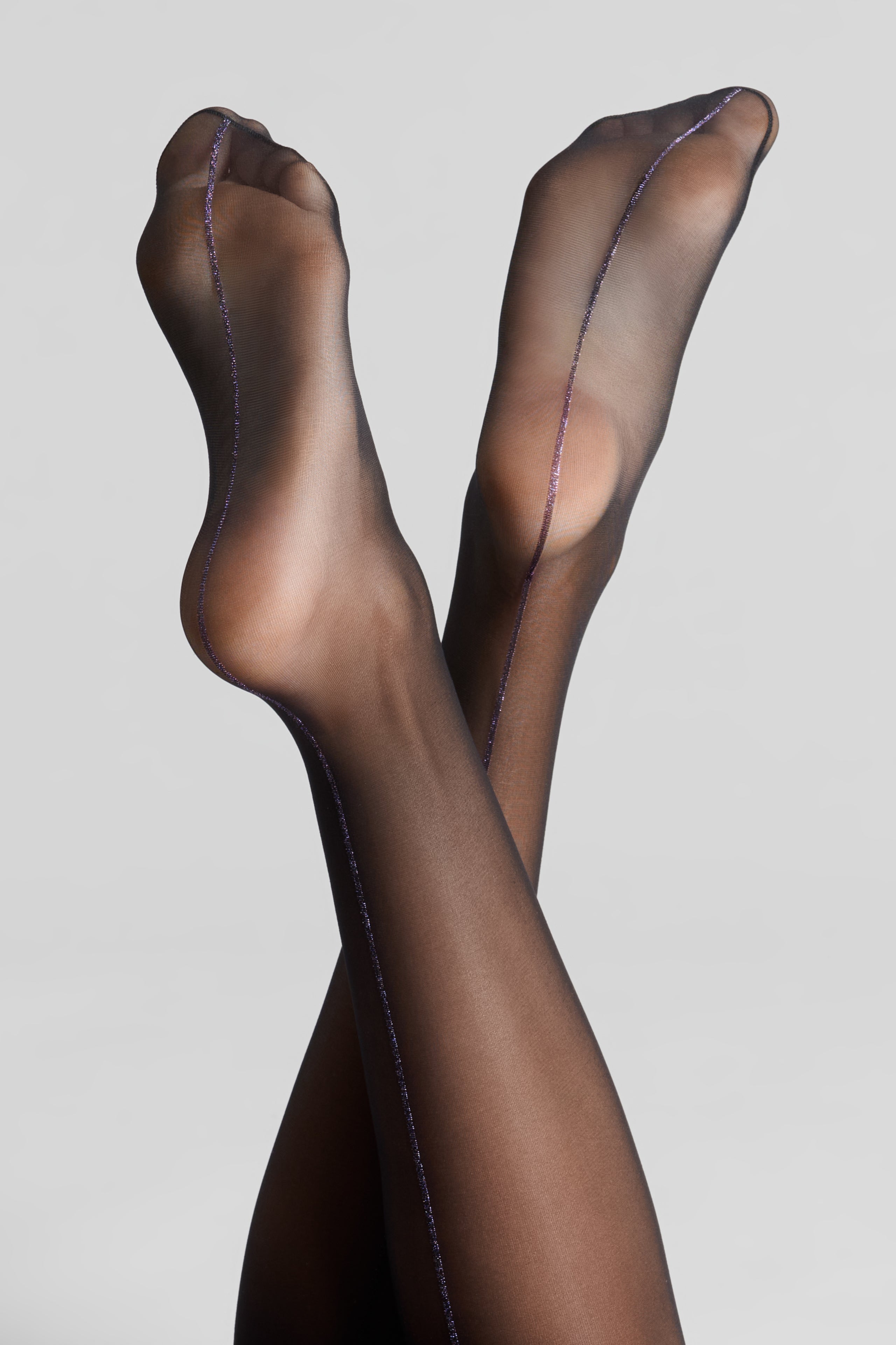 Calze con cuciture in Lurex - Nero/Viola - 24 Secret Days