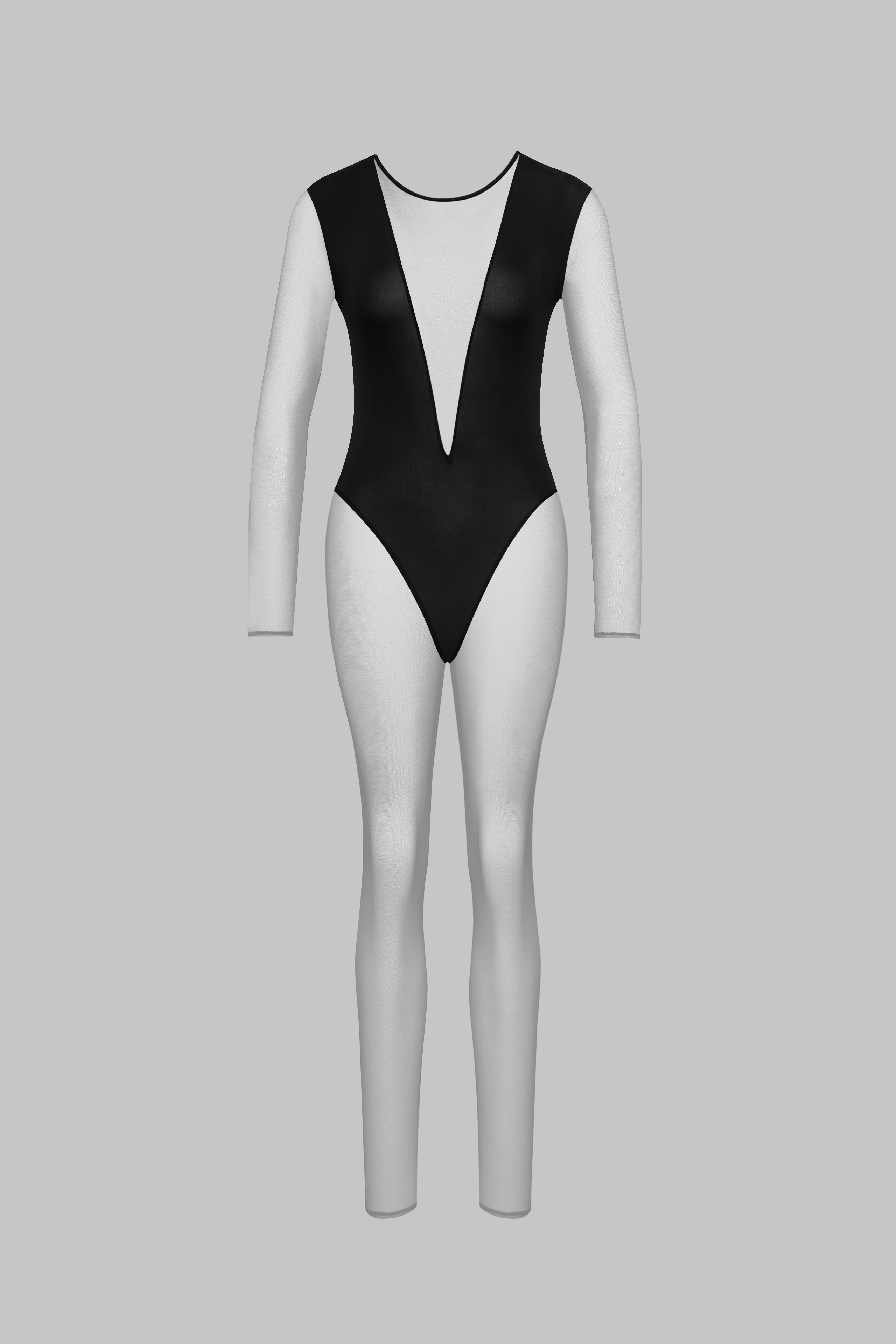 Catsuit con Scollo a V e Maniche Lunghe - Pure Tentation