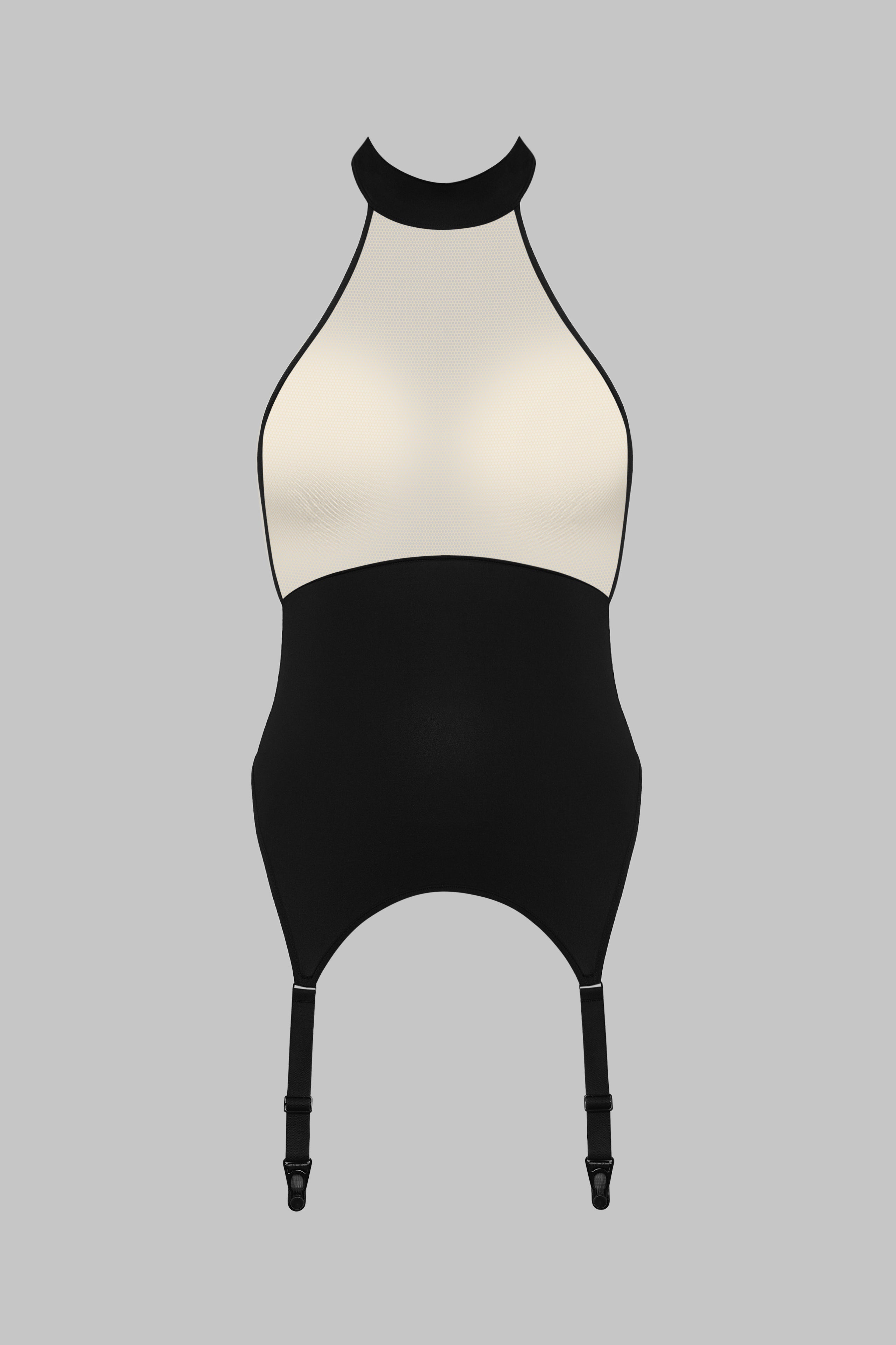 Halter-neck bodysuit with suspenders - Pure Tentation