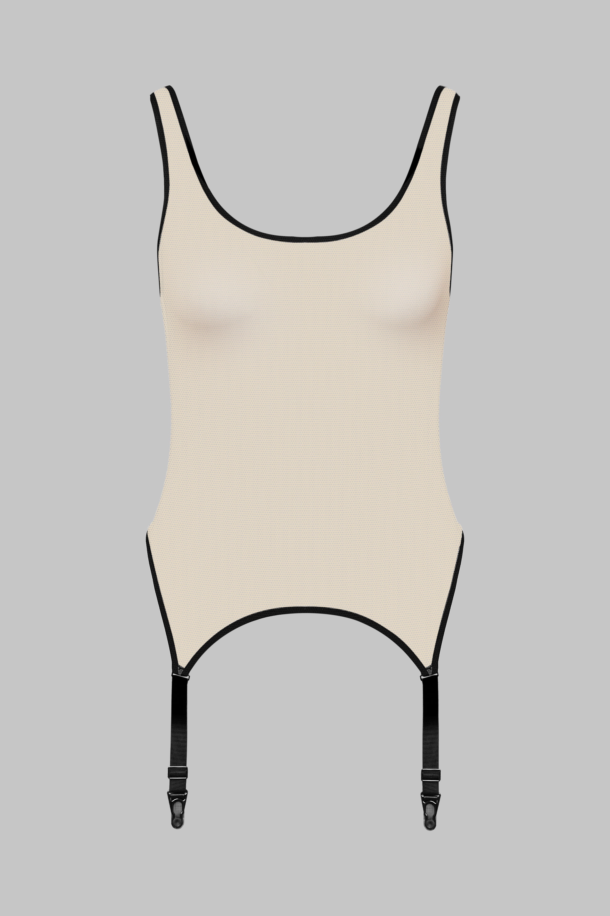 Strappy Bodysuit with Garters - Pure Tentation