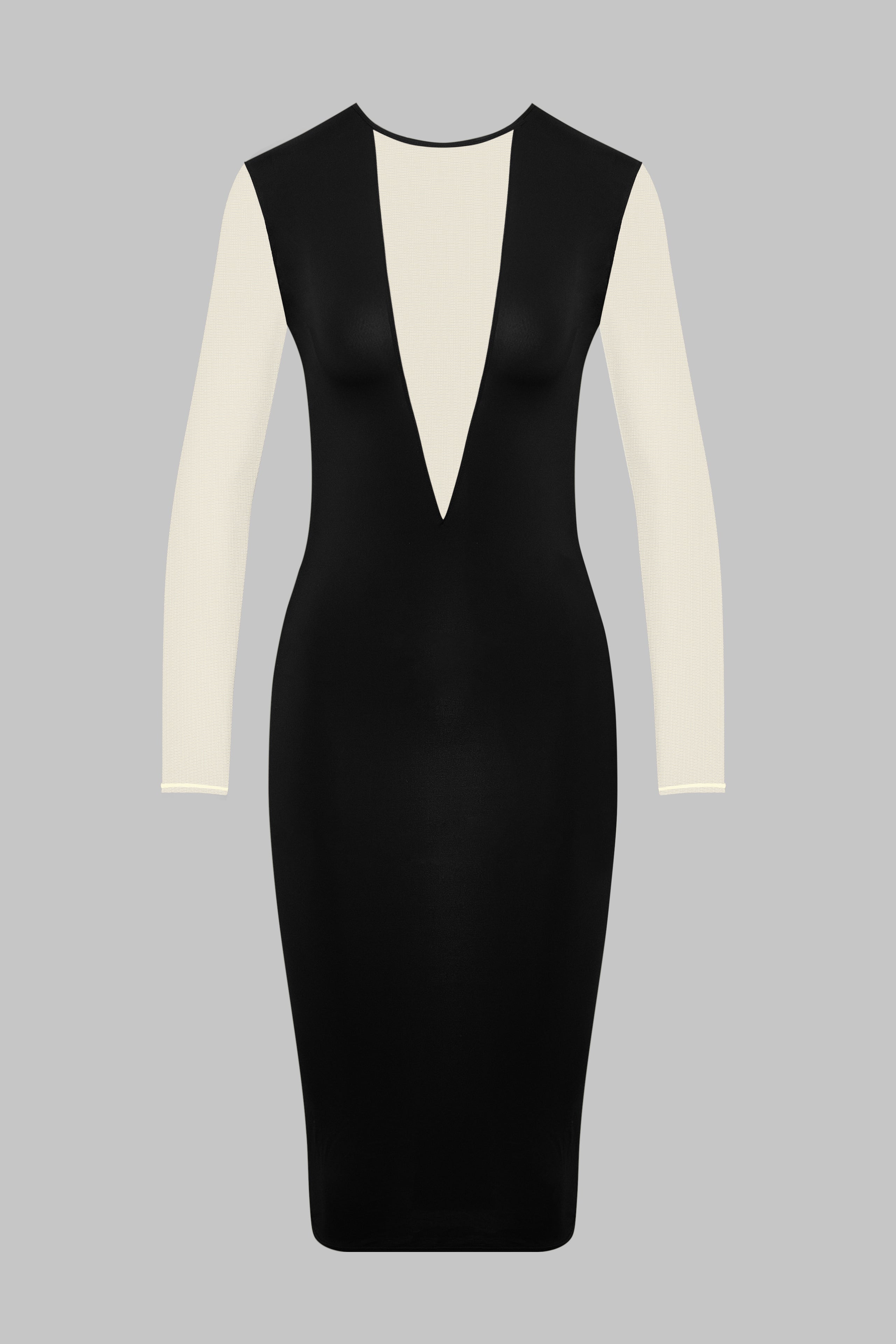 Midi V-neck dress with long sleeves - Pure Tentation