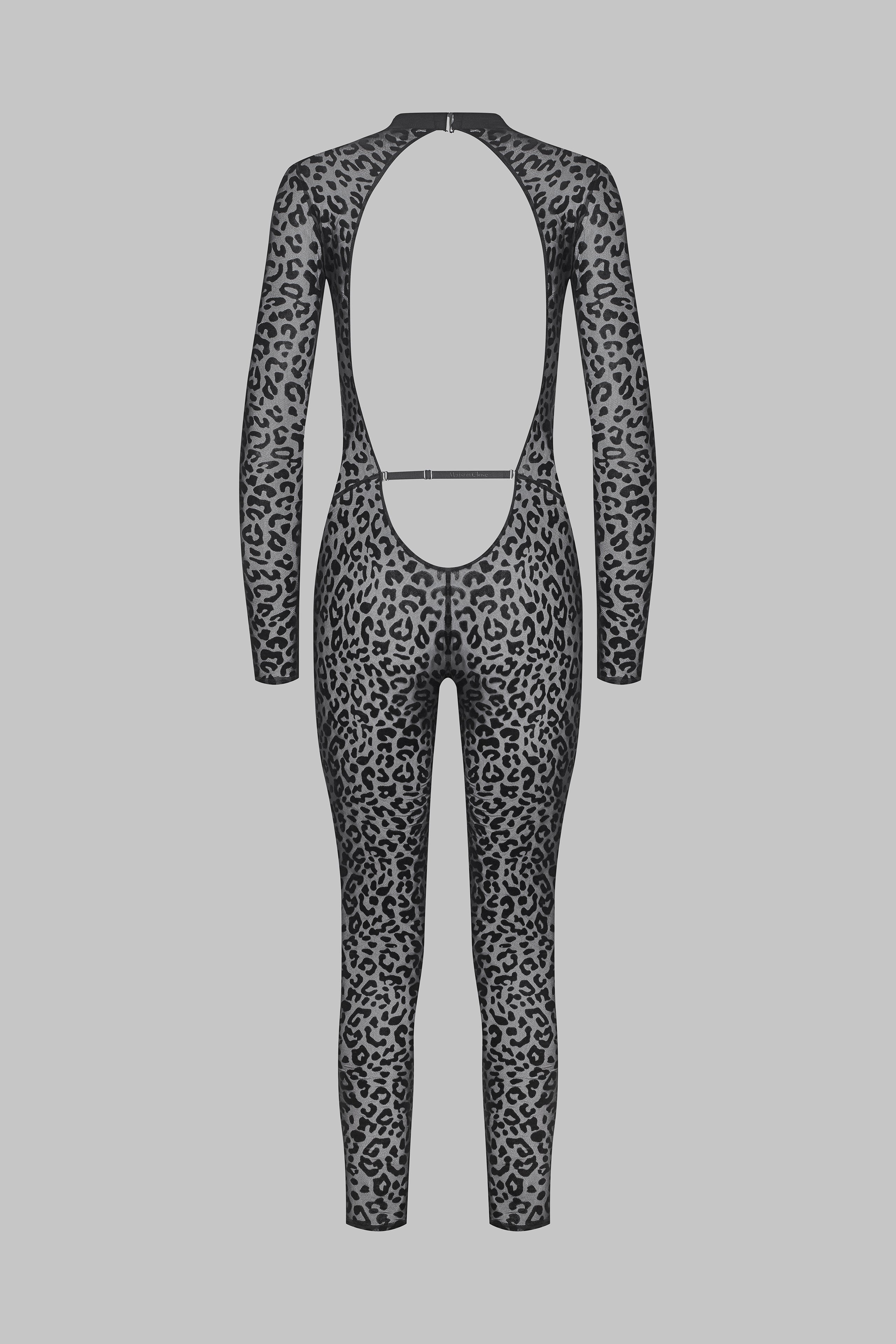 Catsuit leopardata con schiena scoperta - Nero - 24 Secret Days