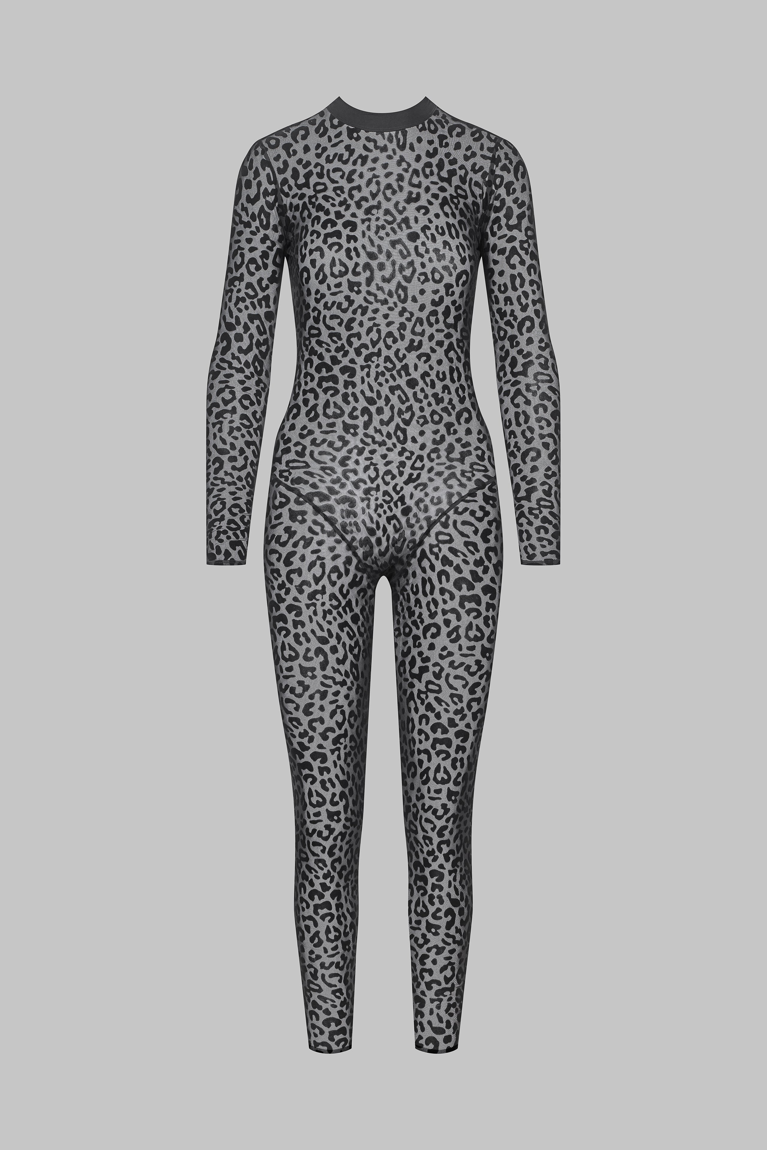 Catsuit leopardata con schiena scoperta - Nero - 24 Secret Days
