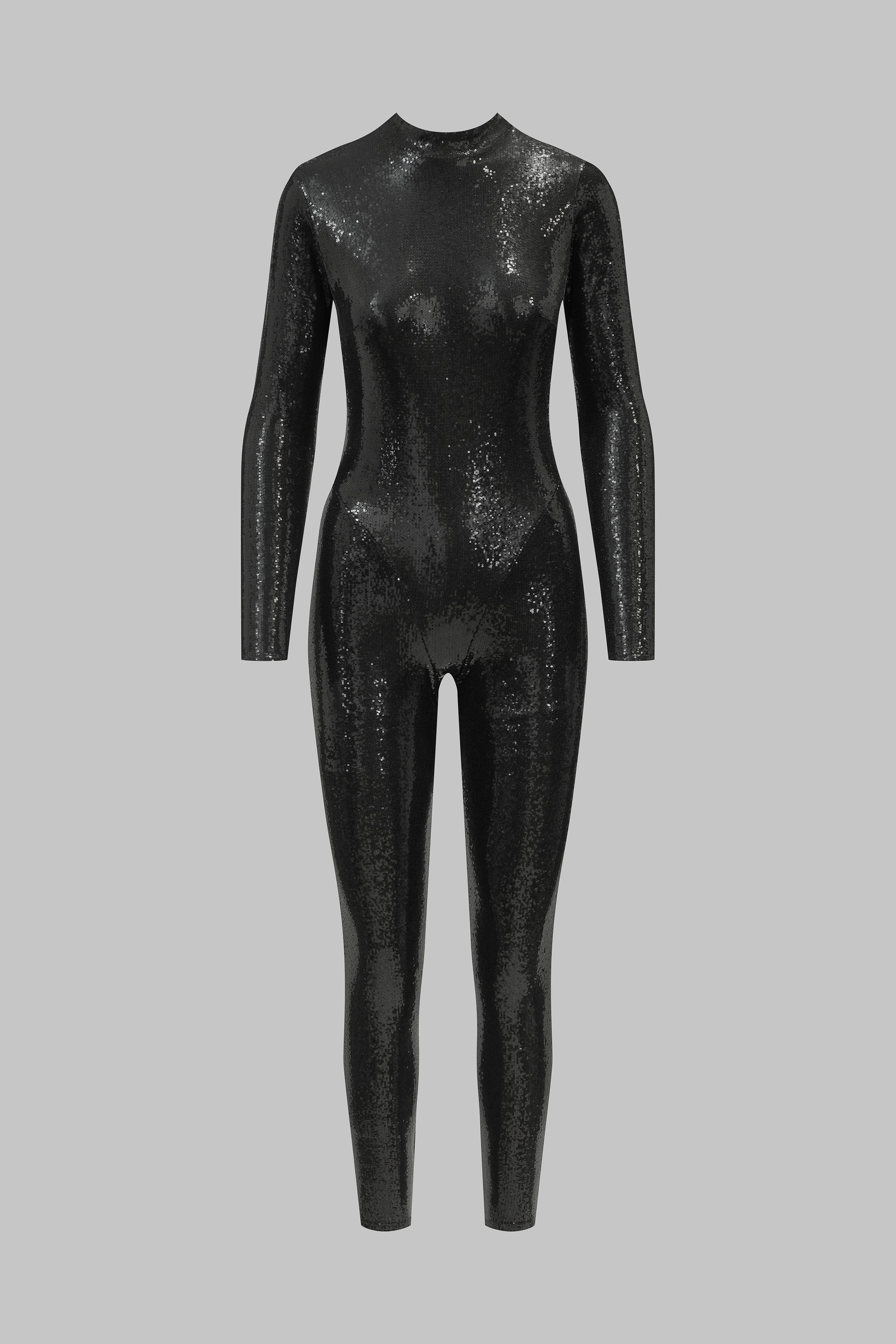 Catsuit a maniche lunghe con apertura sul retro - Nero - 24 Secret Days
