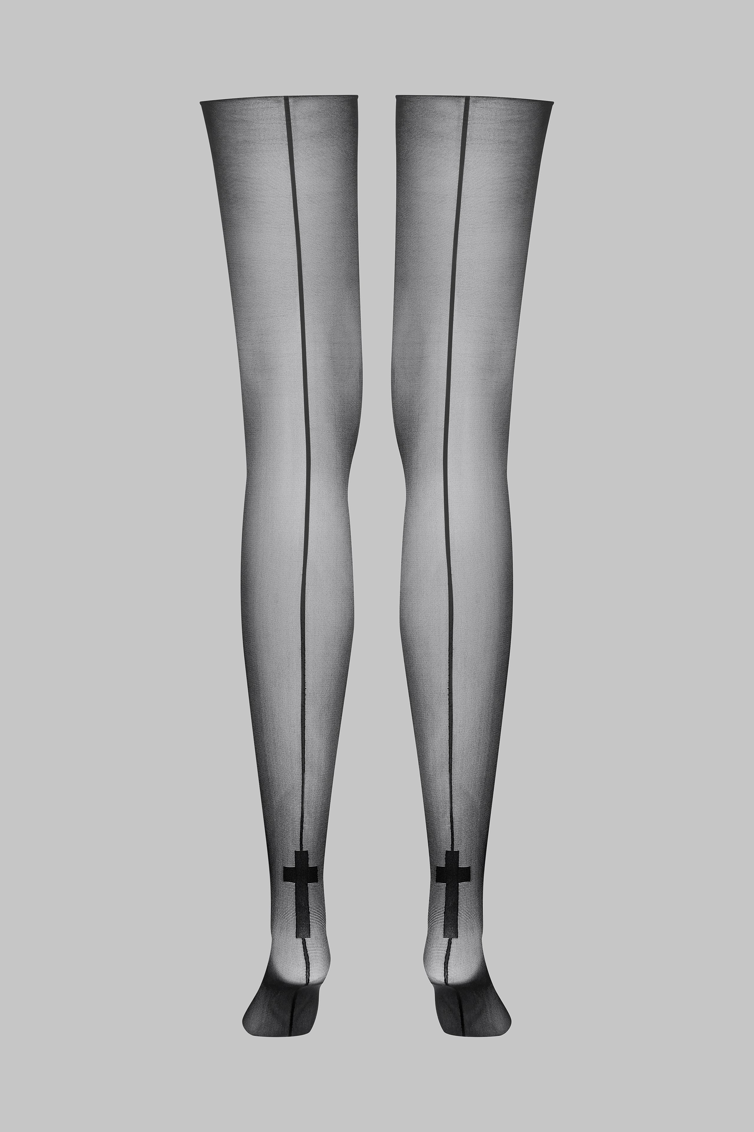 Geschnittene, gerollte Strümpfe mit Kreuznähten 20D - Legwear