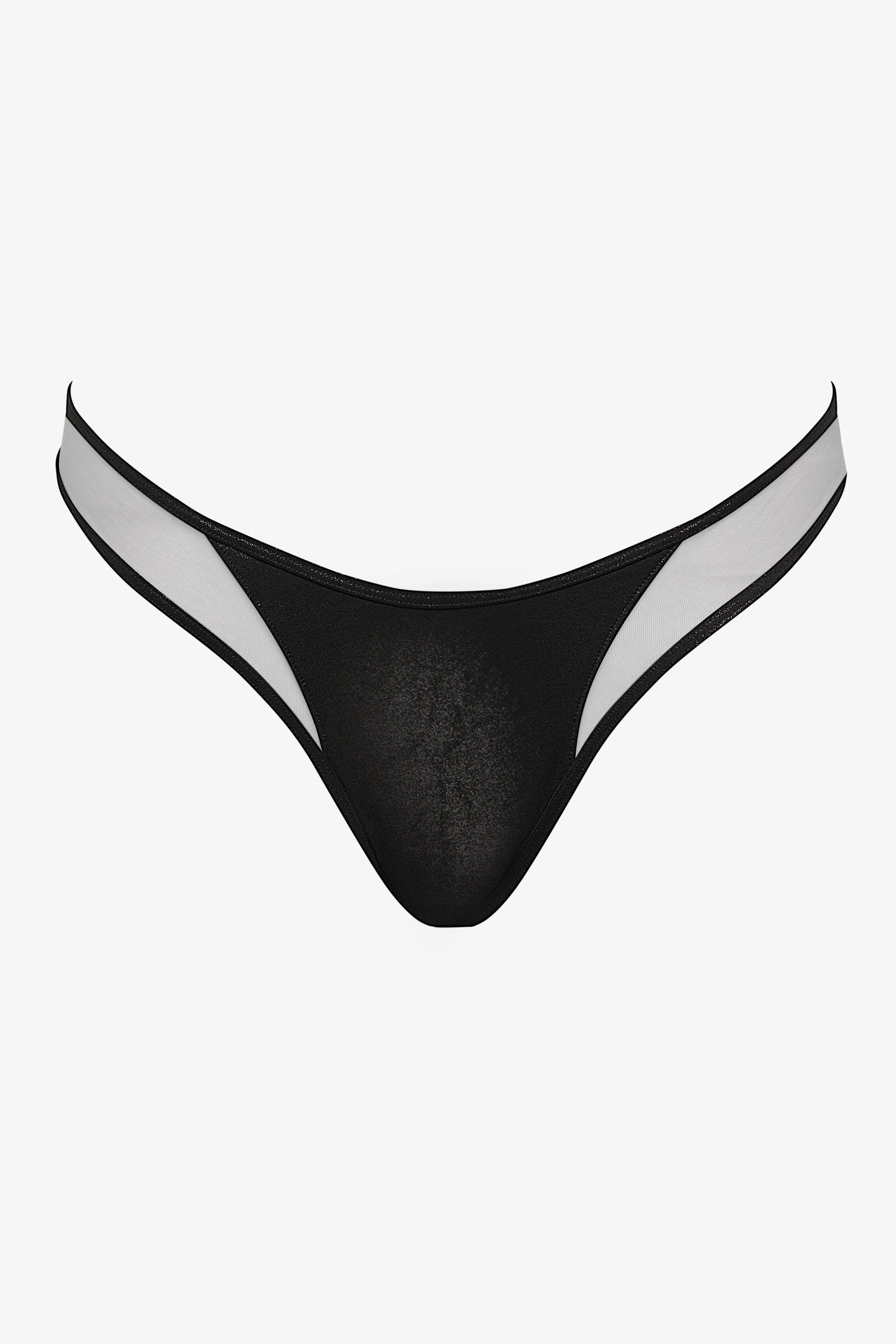 High-cut thong bikini bottom - Minuit