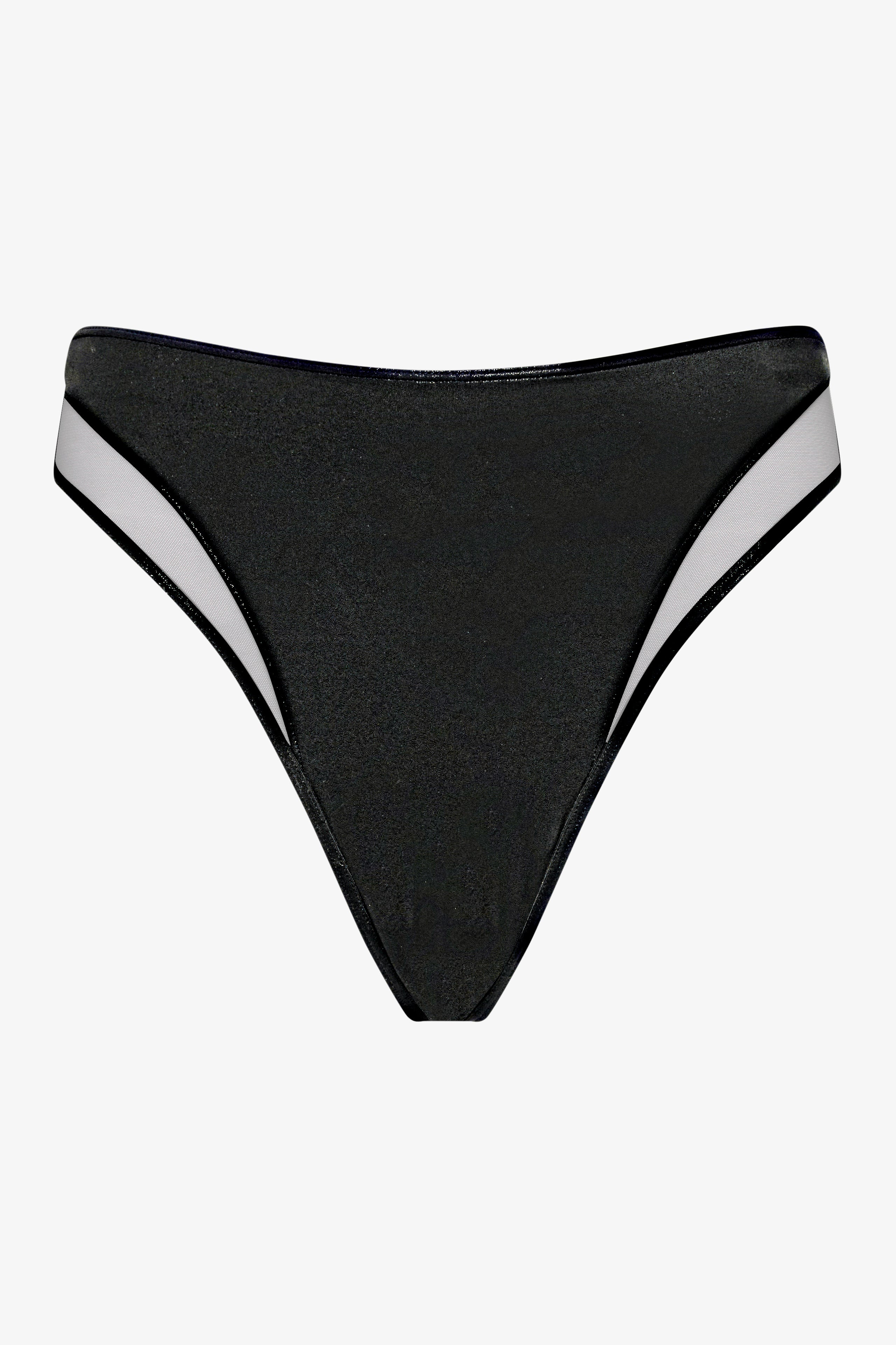 High-waisted tanga bikini bottom - Minuit