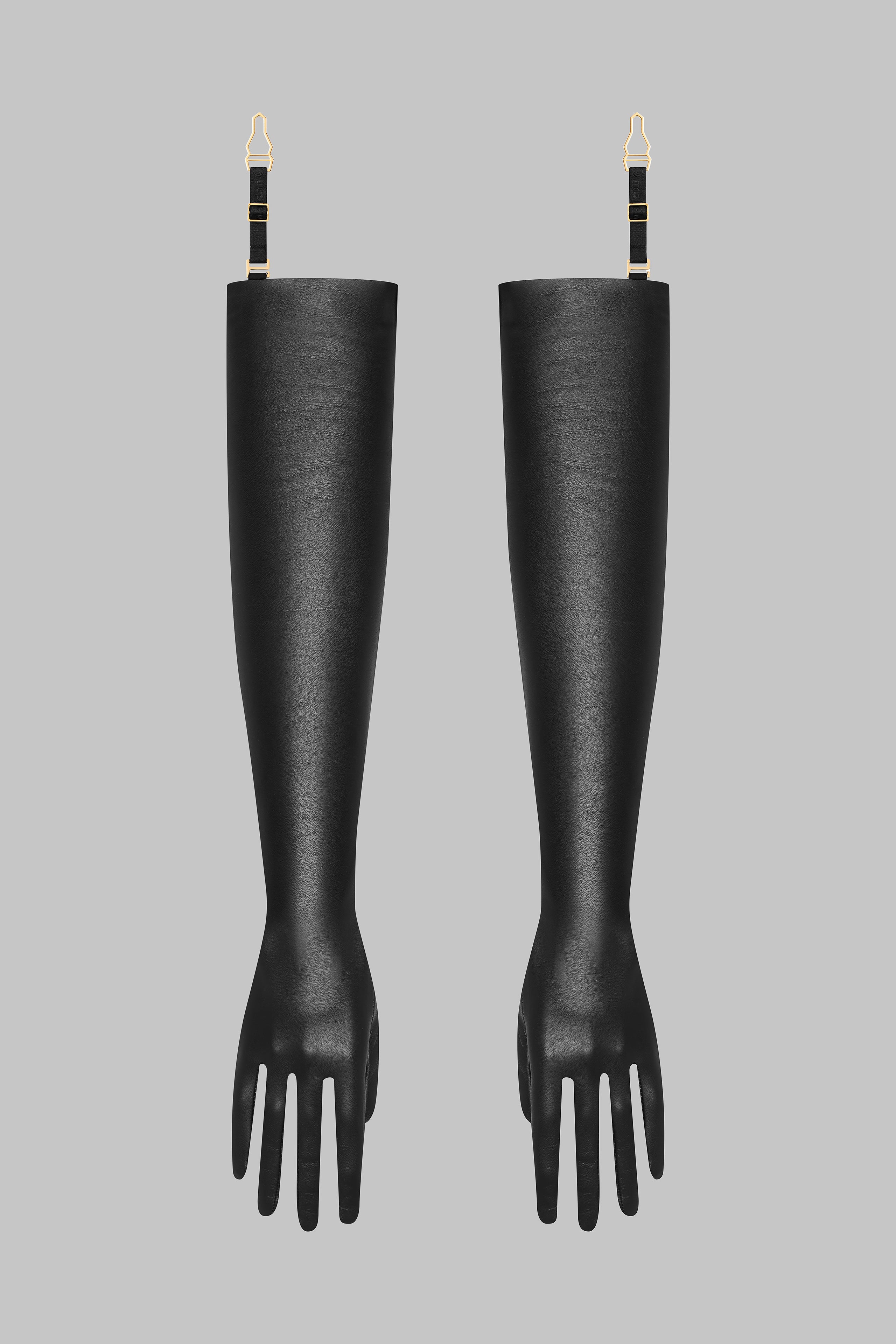 Leather opera gloves with suspenders