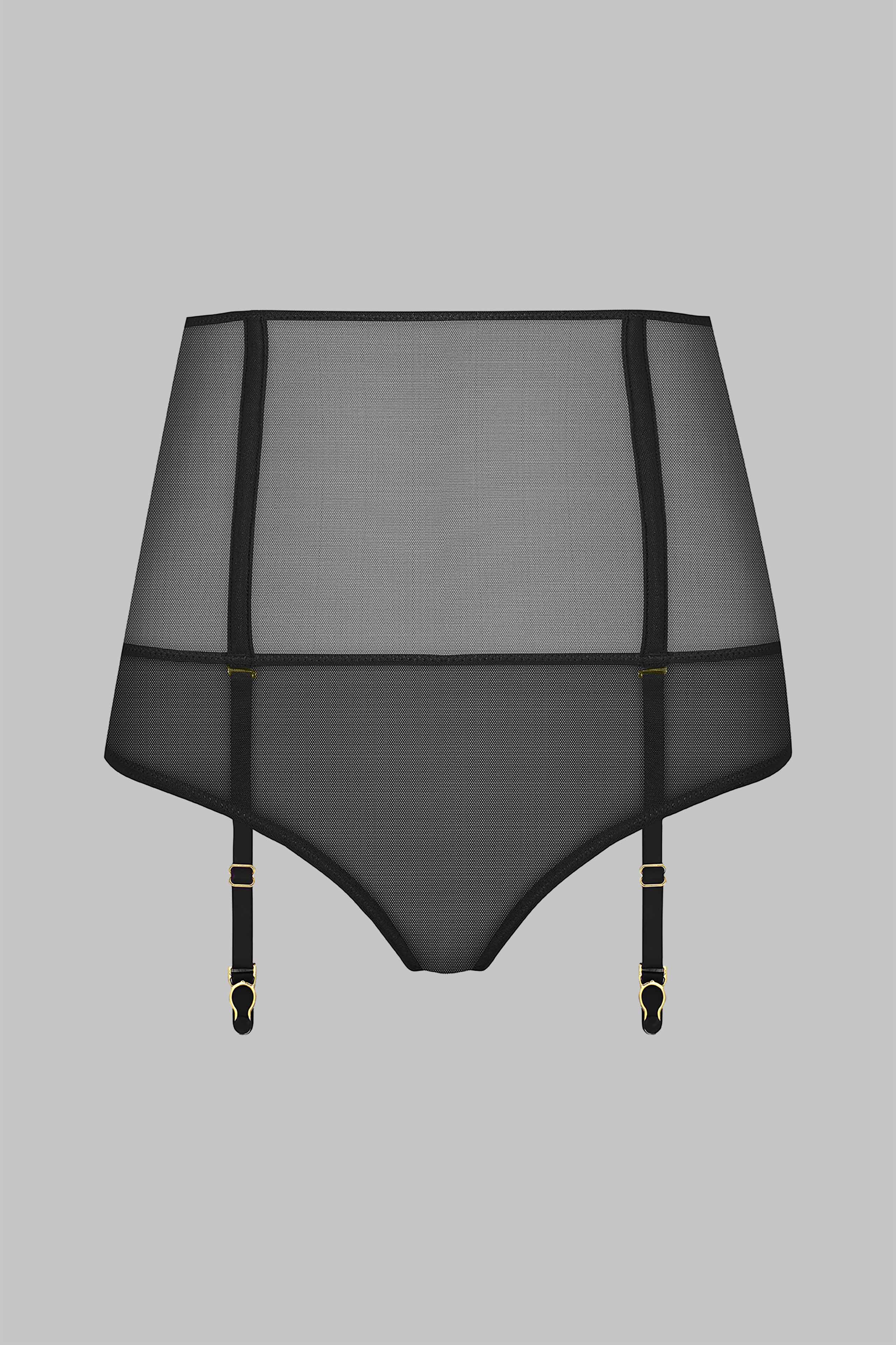Tanga ouvert taille haute avec porte-jarretelles - L&