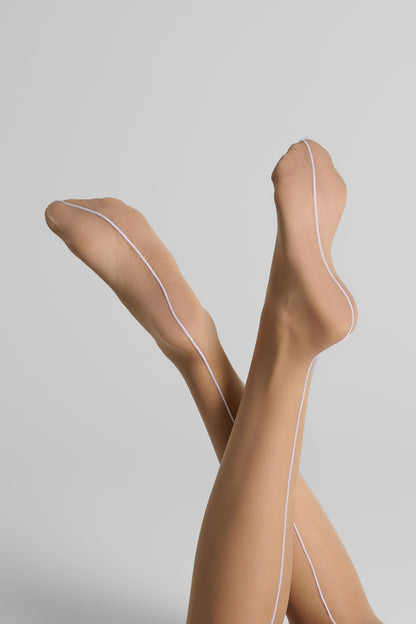 Calze con riga e orli tagliati arrotolati - 20D - Legwear