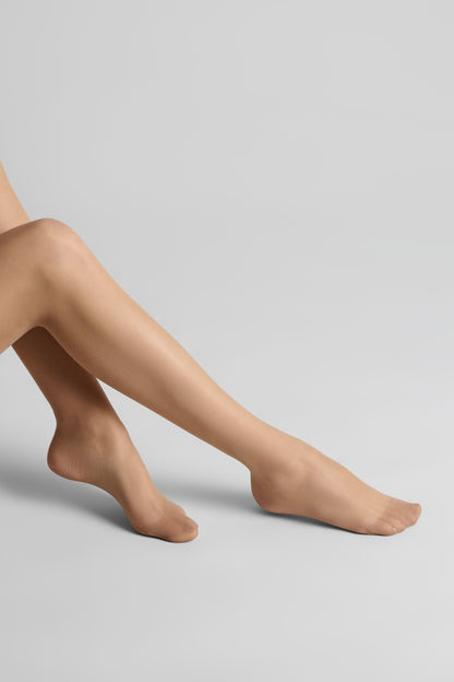 20D Silky Veil Rolled Cut Stockings - Nude - Legwear