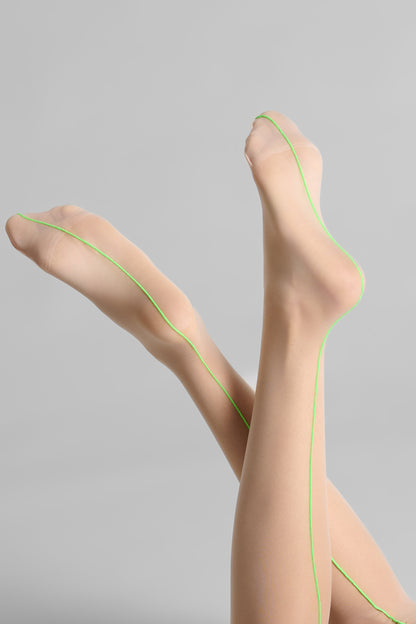 Bas coupés roulés couture fluo 20D - Legwear