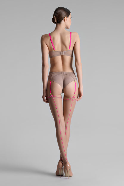 Bas coupés roulés couture fluo 20D - Legwear