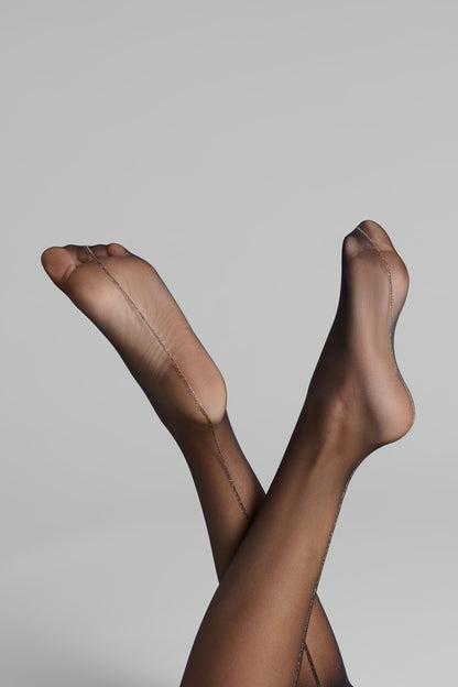 Lurex 20D rolled seam stockings - Black/Gold - Legwear