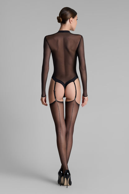 Bas coupés roulés coutures Lurex 20D - Noir/Argent - Legwear