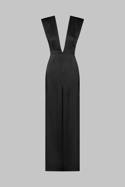 023 - Abito lungo scollato in raso senza maniche