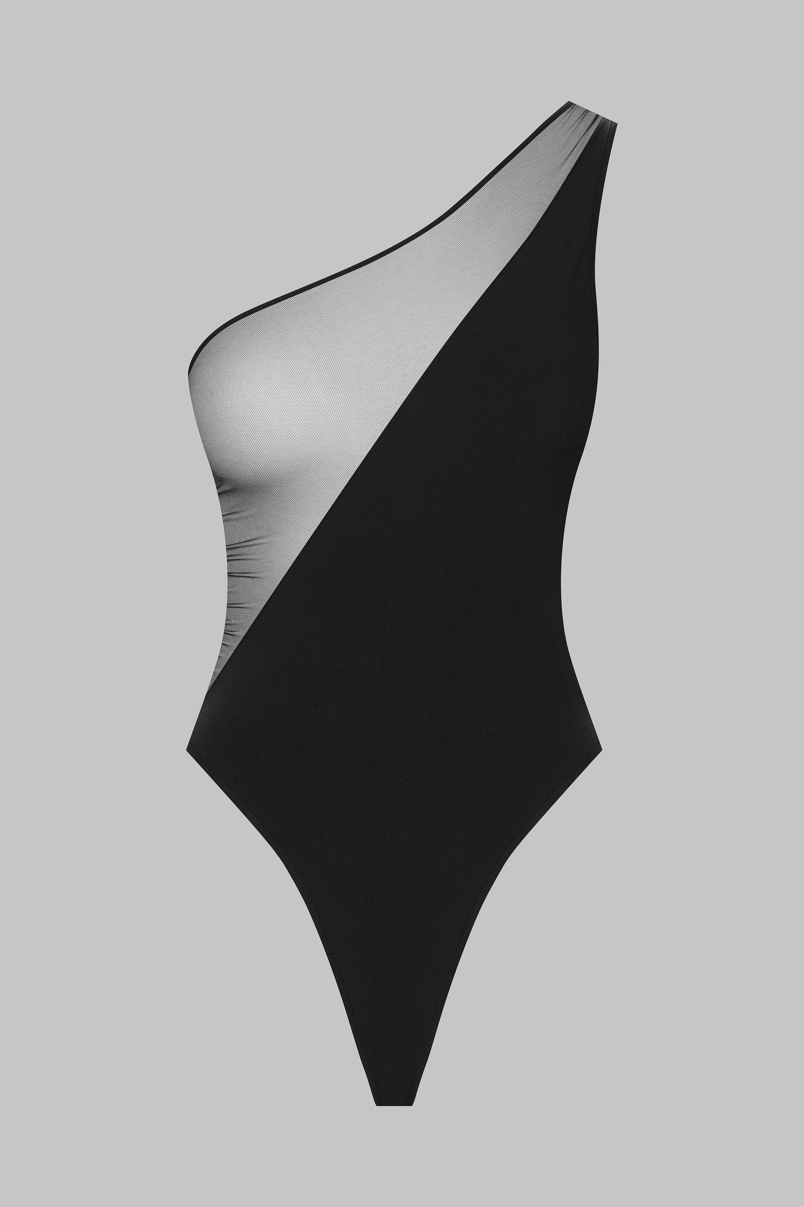 Asymmetrical string bodysuit - Nuit Fauve