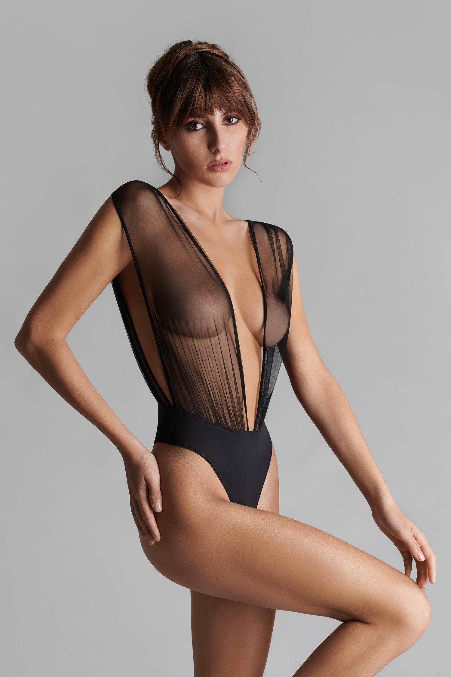 Body Perizoma Con Scollo A V - Nuit Fauve