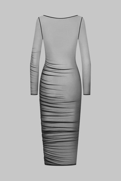 Robe midi manches longues - Nuit Fauve