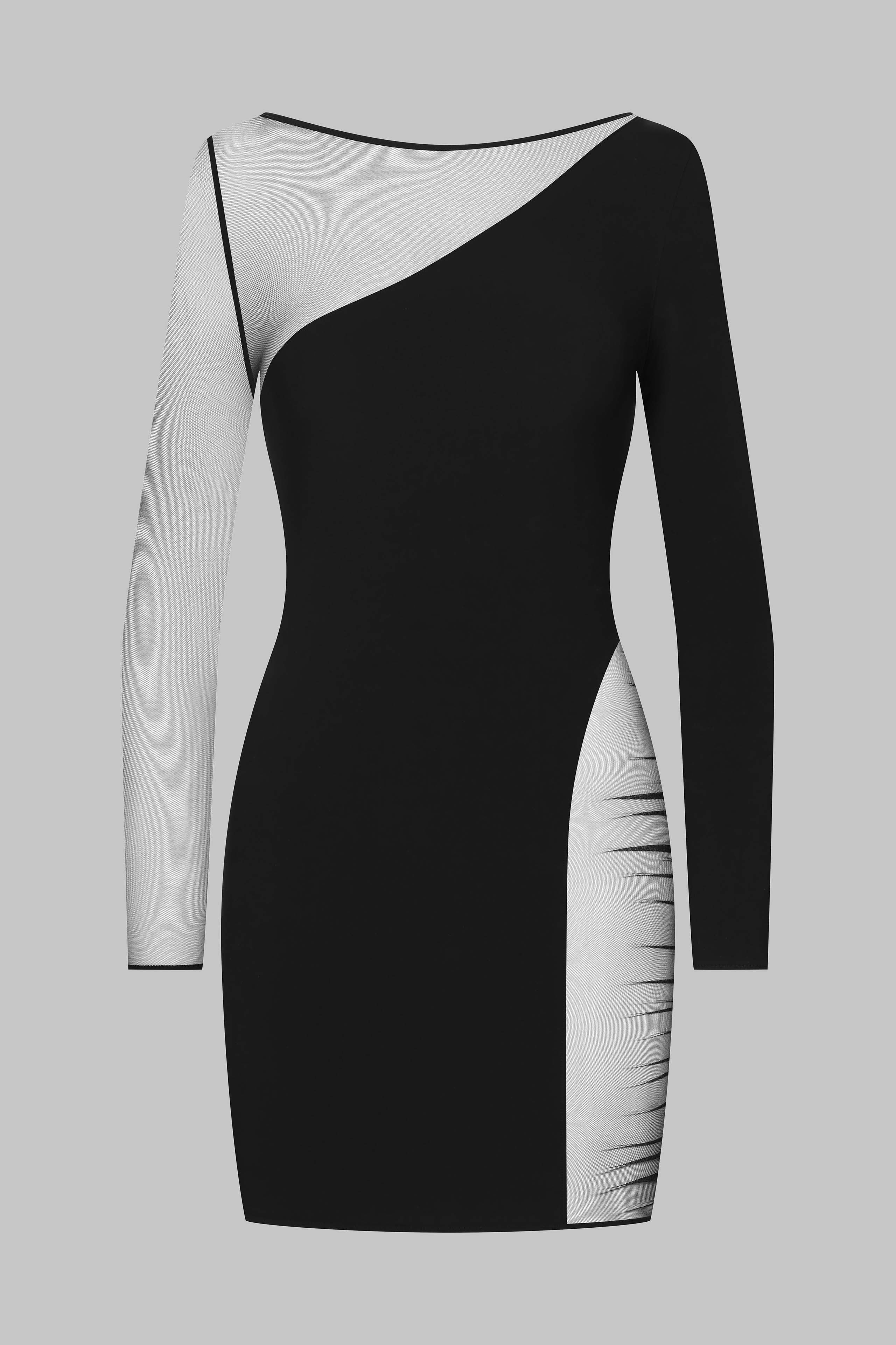 Asymmetrical long sleeve dress - Nuit Fauve