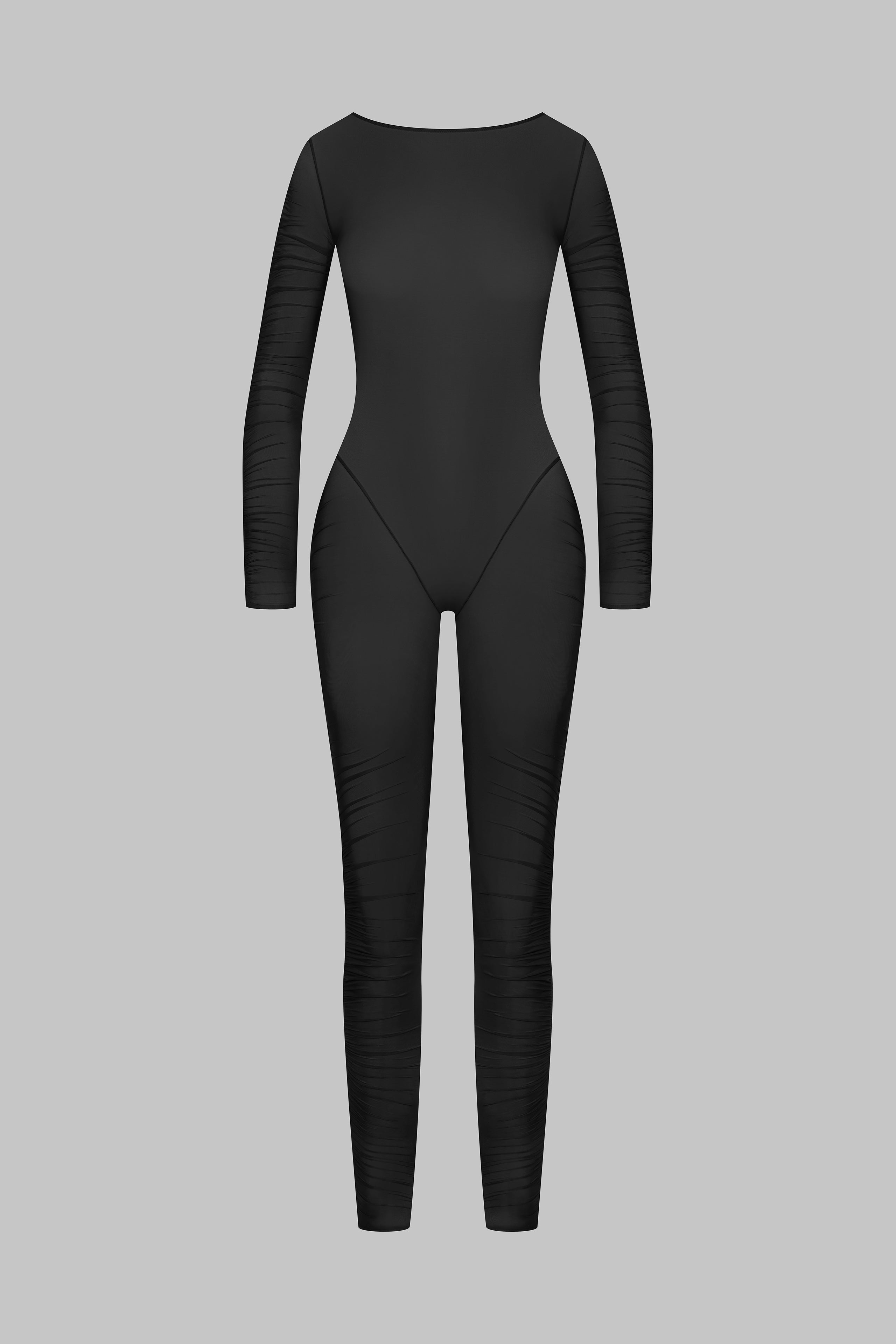 Long sleeve backless catsuit - Nuit Fauve