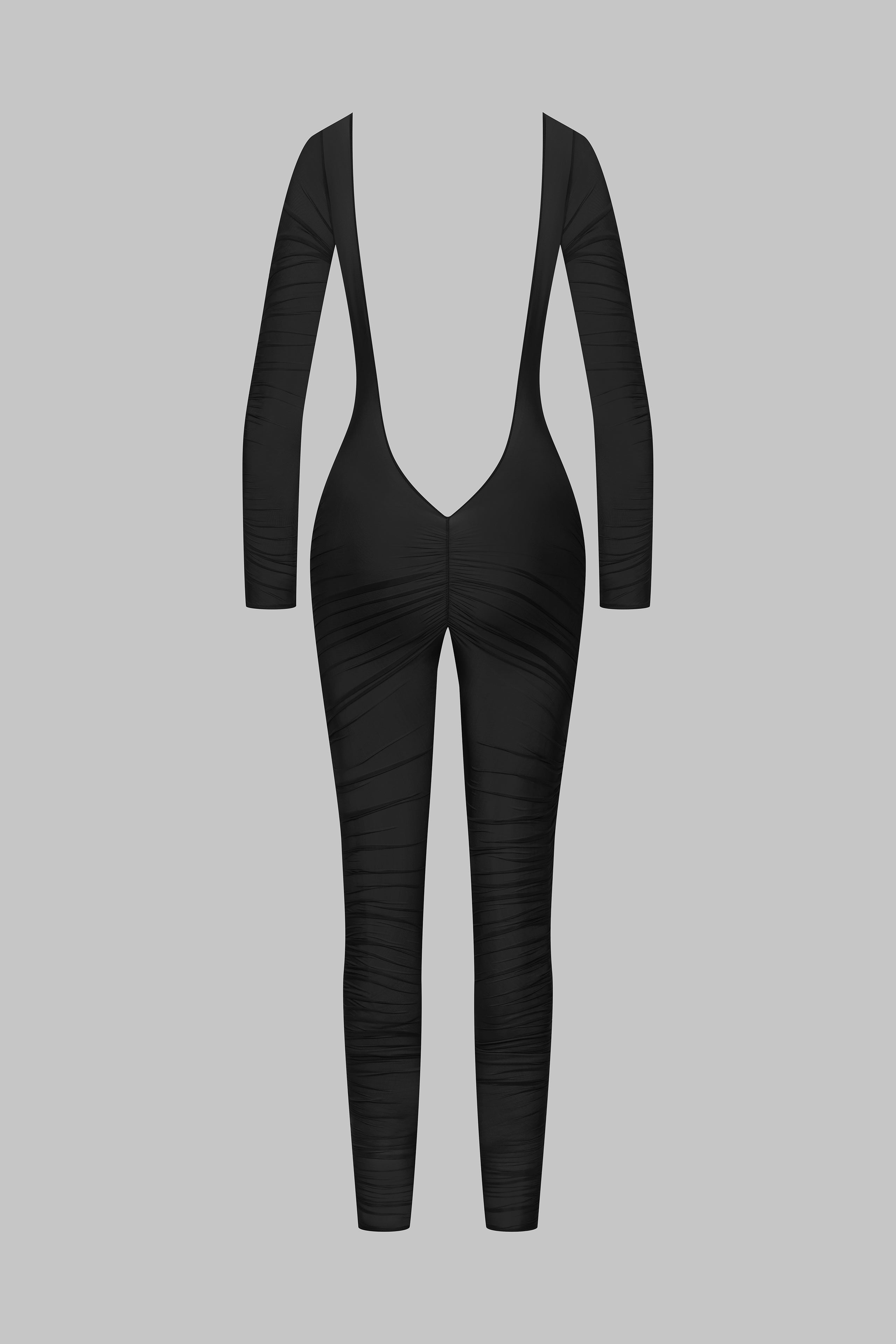 Long sleeve backless catsuit - Nuit Fauve