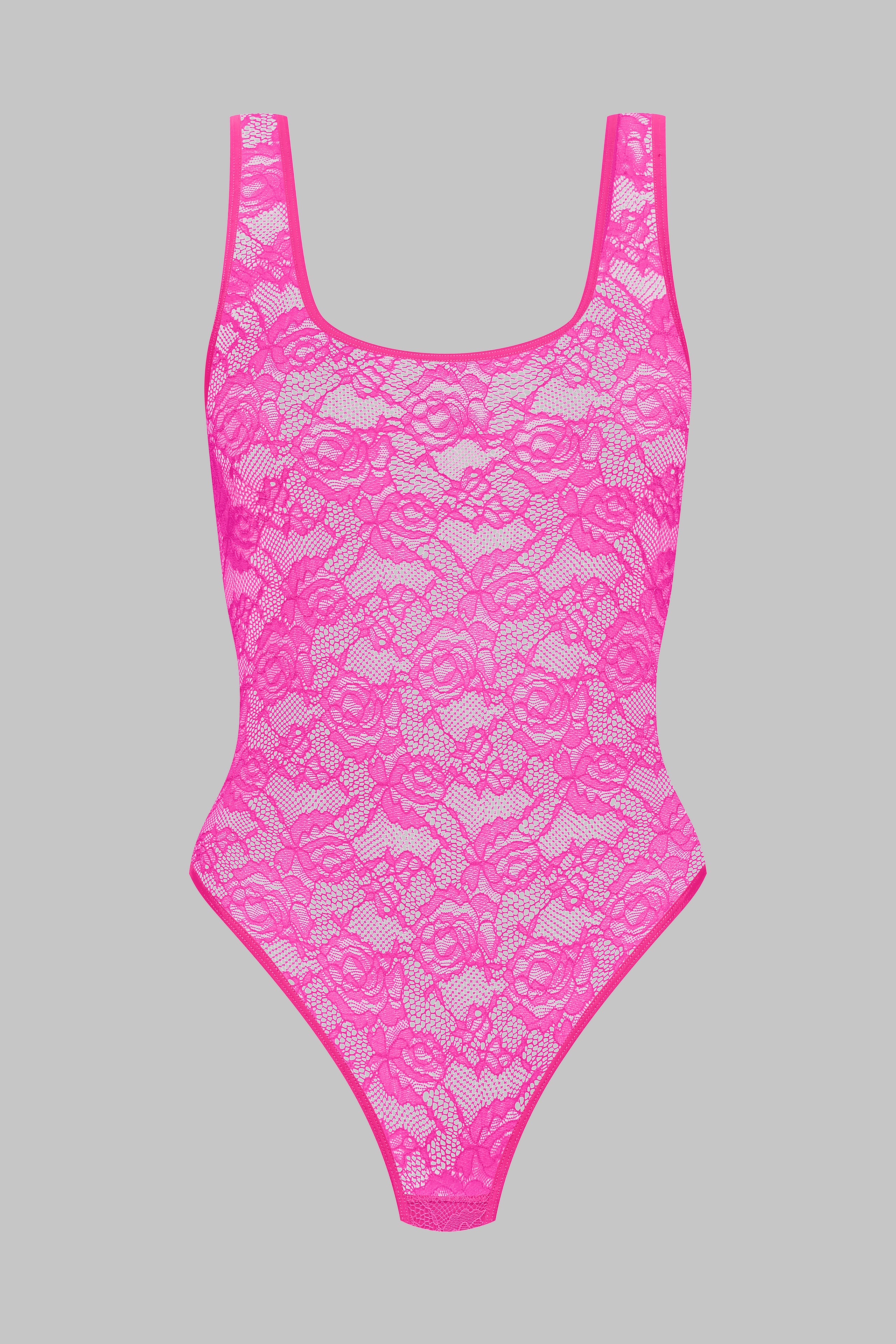 Open back string bodysuit - Flashback Neon