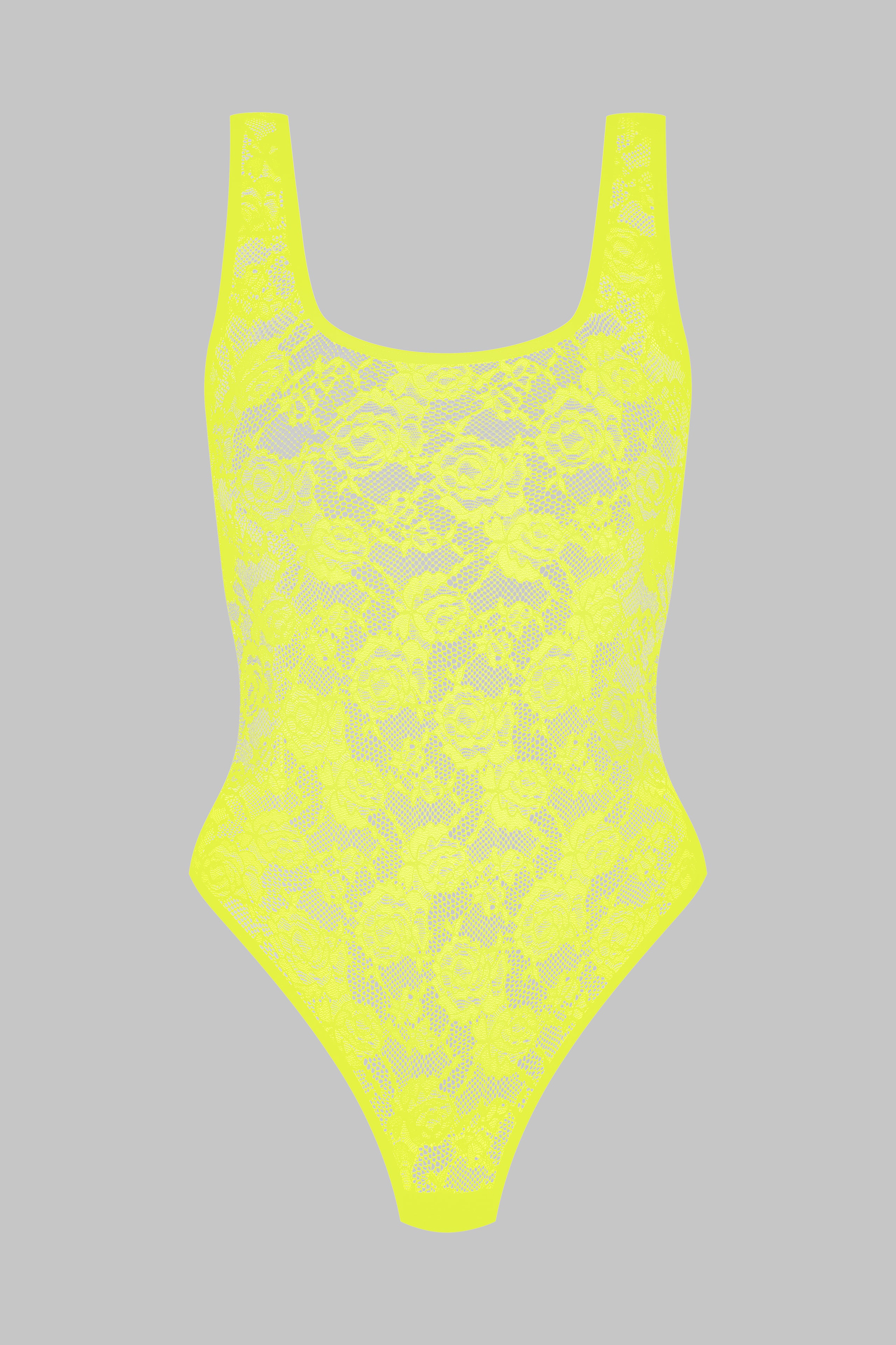 Open back string bodysuit - Flashback Neon