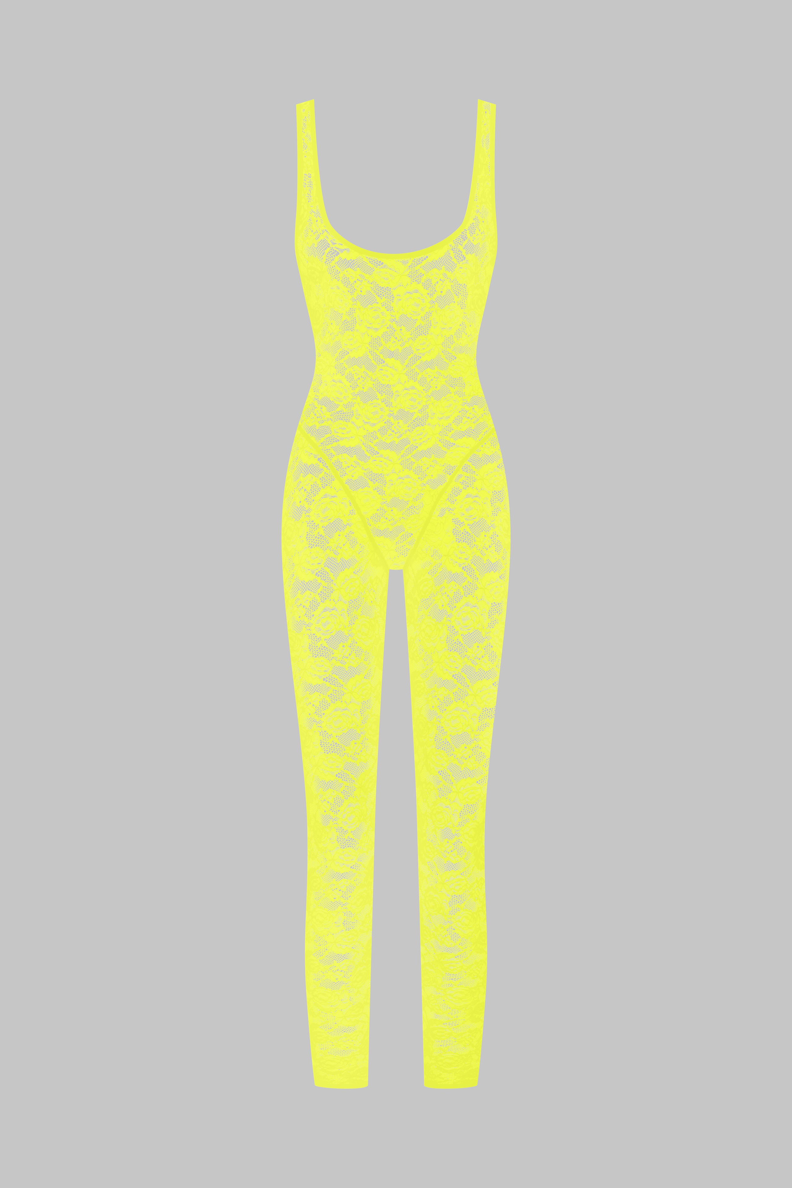 Open Back Catsuit - Flashback Neon