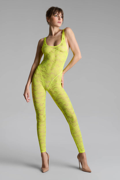 Open Back Catsuit - Flashback Neon