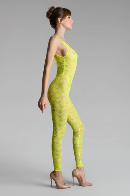 Open Back Catsuit - Flashback Neon