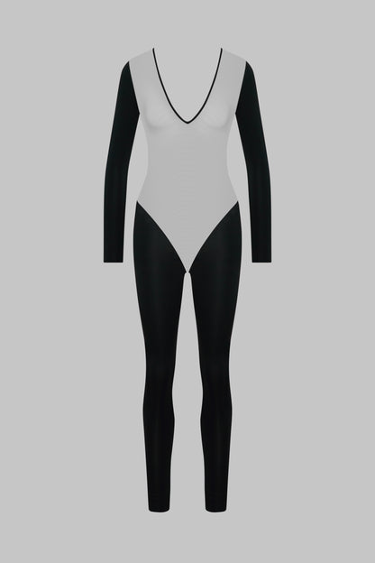 Catsuit manches longues dos transparent - Pure Tentation
