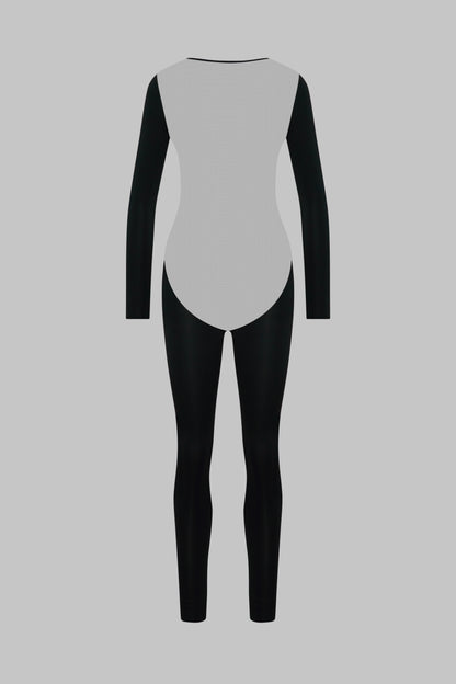 Catsuit manches longues dos transparent - Pure Tentation