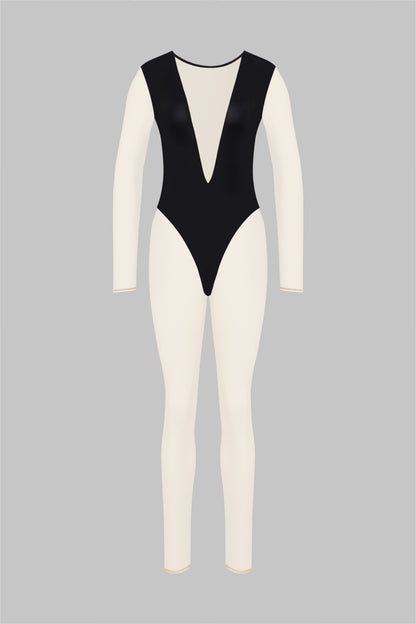 Catsuit con scollo a V e maniche lunghe - Pure Tentation