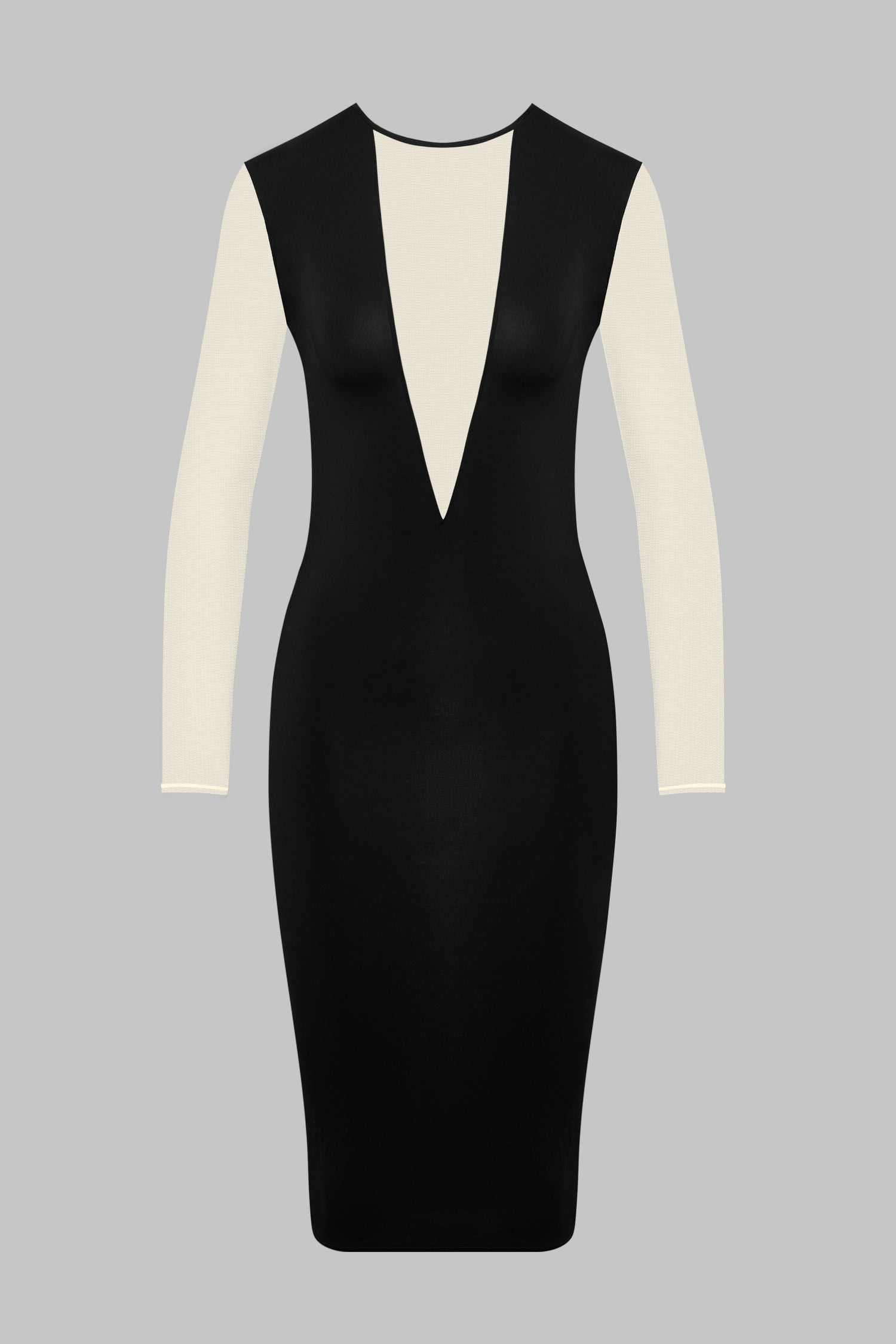 Midi V-neck dress with long sleeves - Pure Tentation