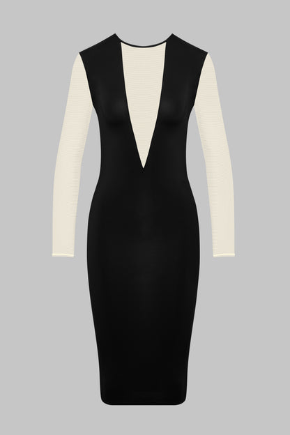 Robe midi manches longues col V - Pure Tentation