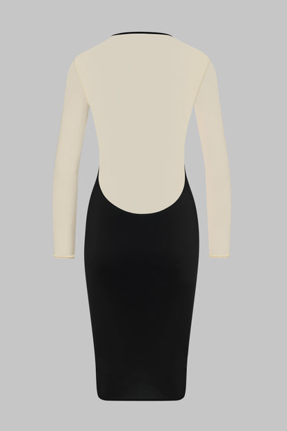 Robe midi manches longues col V - Pure Tentation