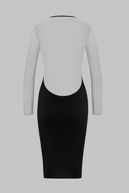 Abito Midi con Scollo a V e Maniche Lunghe - Pure Tentation