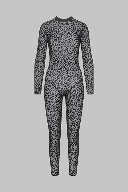 Catsuit leopardata con schiena scoperta - Nero - 24 Secret Days