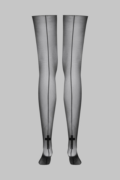 Bas coupés roulés coutures Croix 20D - Legwear