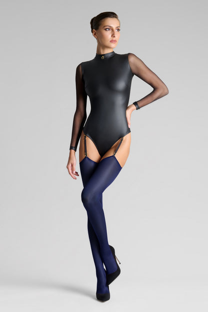 Strümpfe mit gerolltem Schnitt 40D - Marineblau - LEGWEAR
