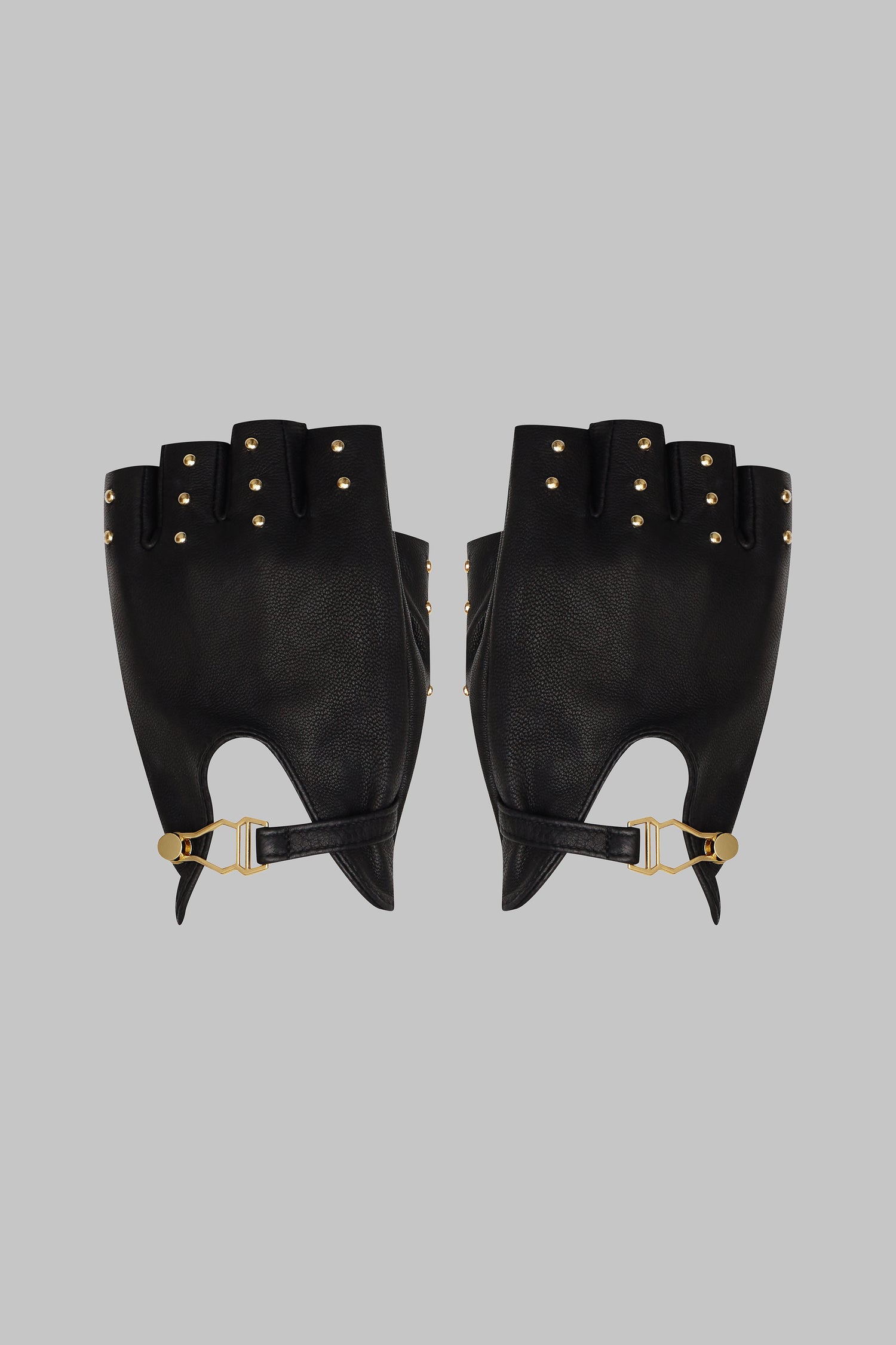 Studded leather mittens