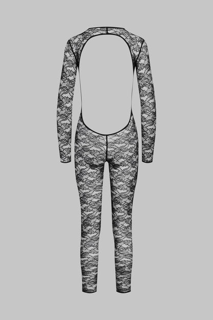 Long Sleeve Open Back Catsuit - Flashback