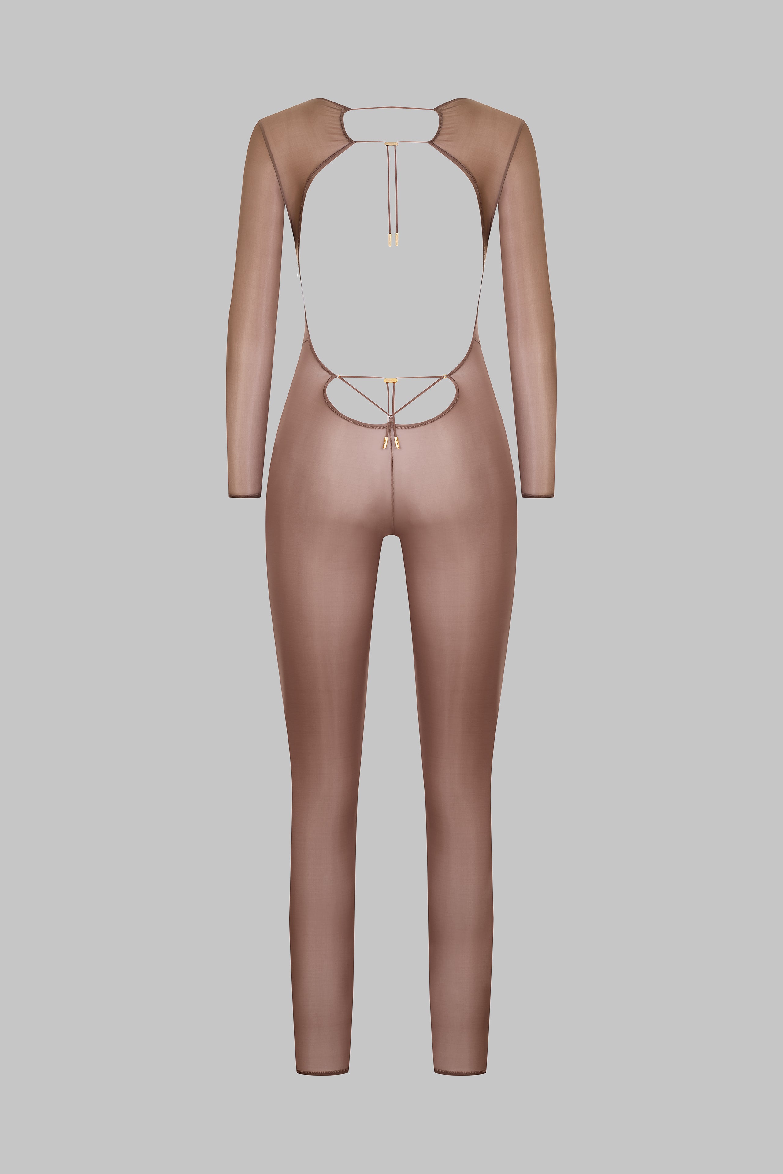 Open Back Long Sleeve Catsuit - French Kiss Light