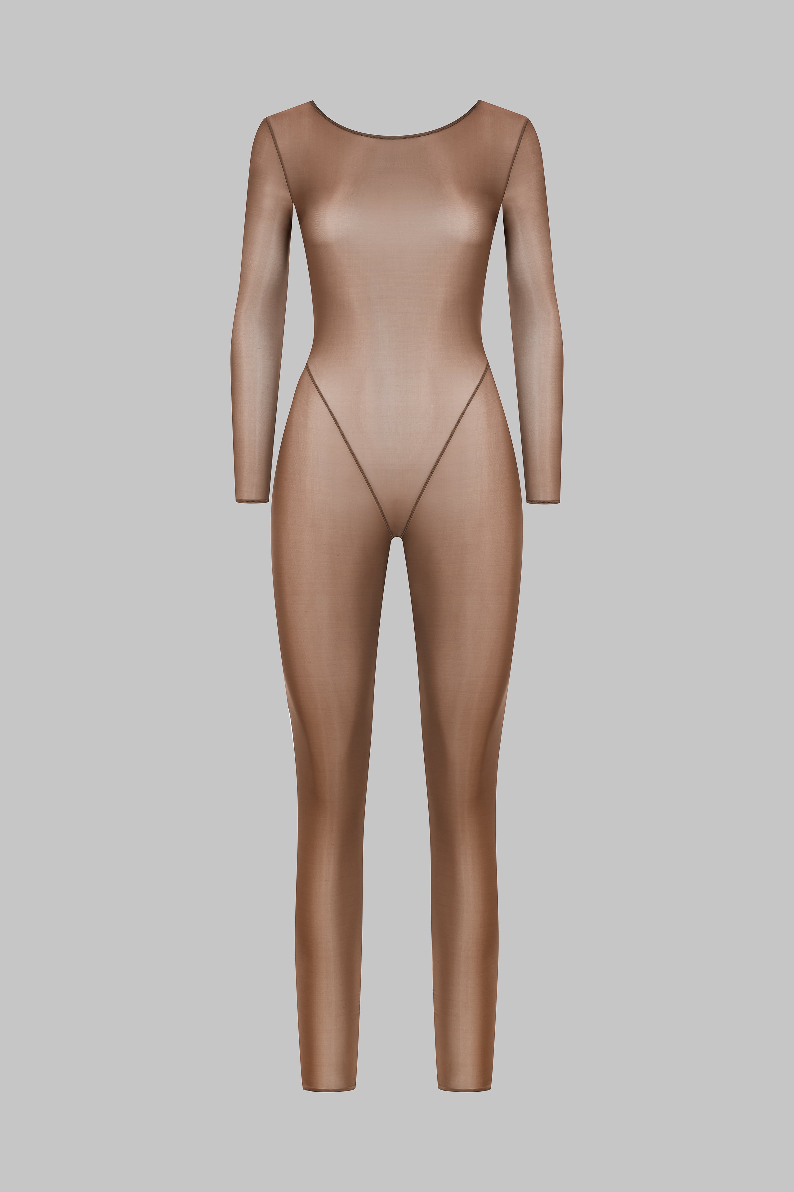 Open Back Long Sleeve Catsuit - French Kiss Light