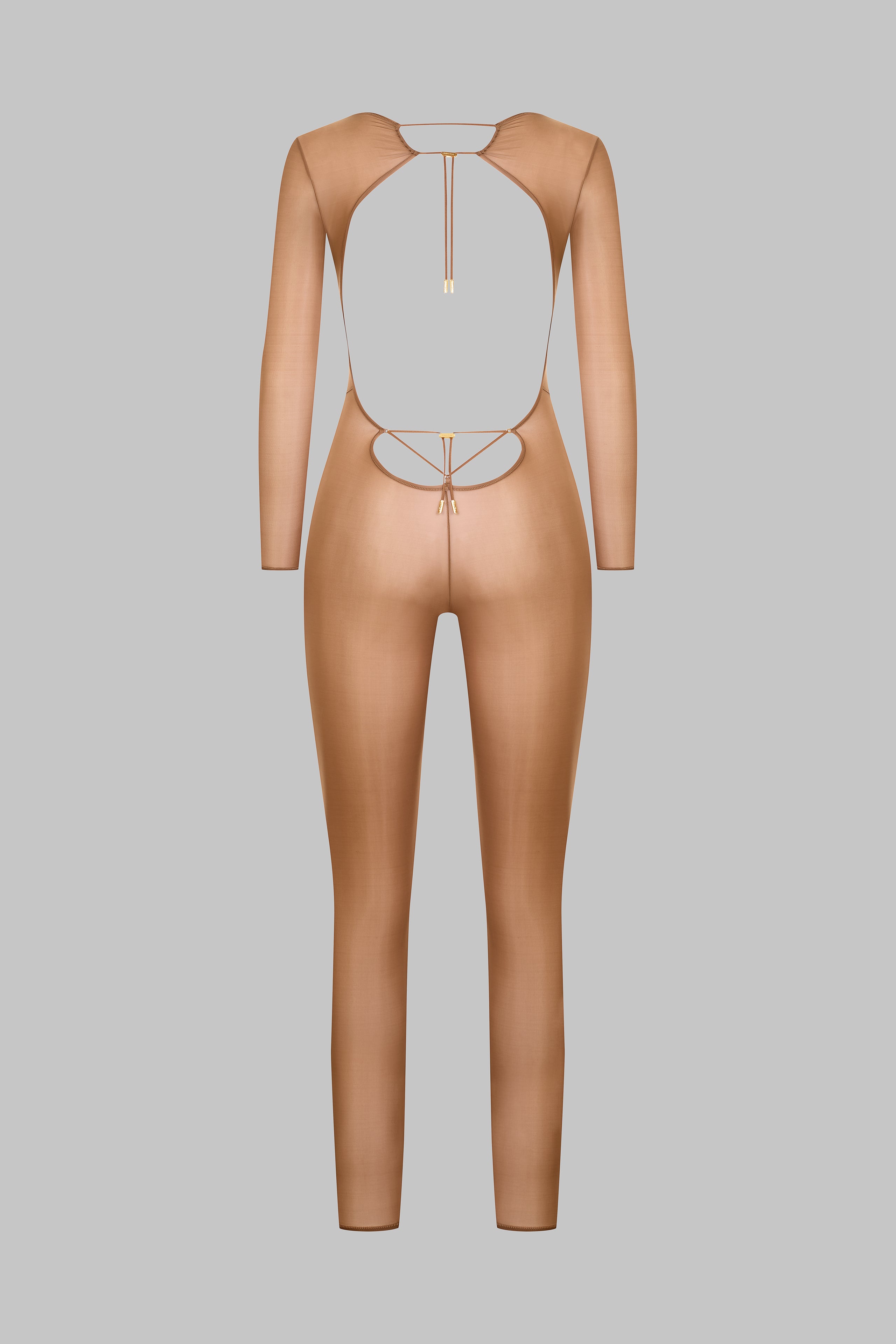 Open Back Long Sleeve Catsuit - French Kiss Light