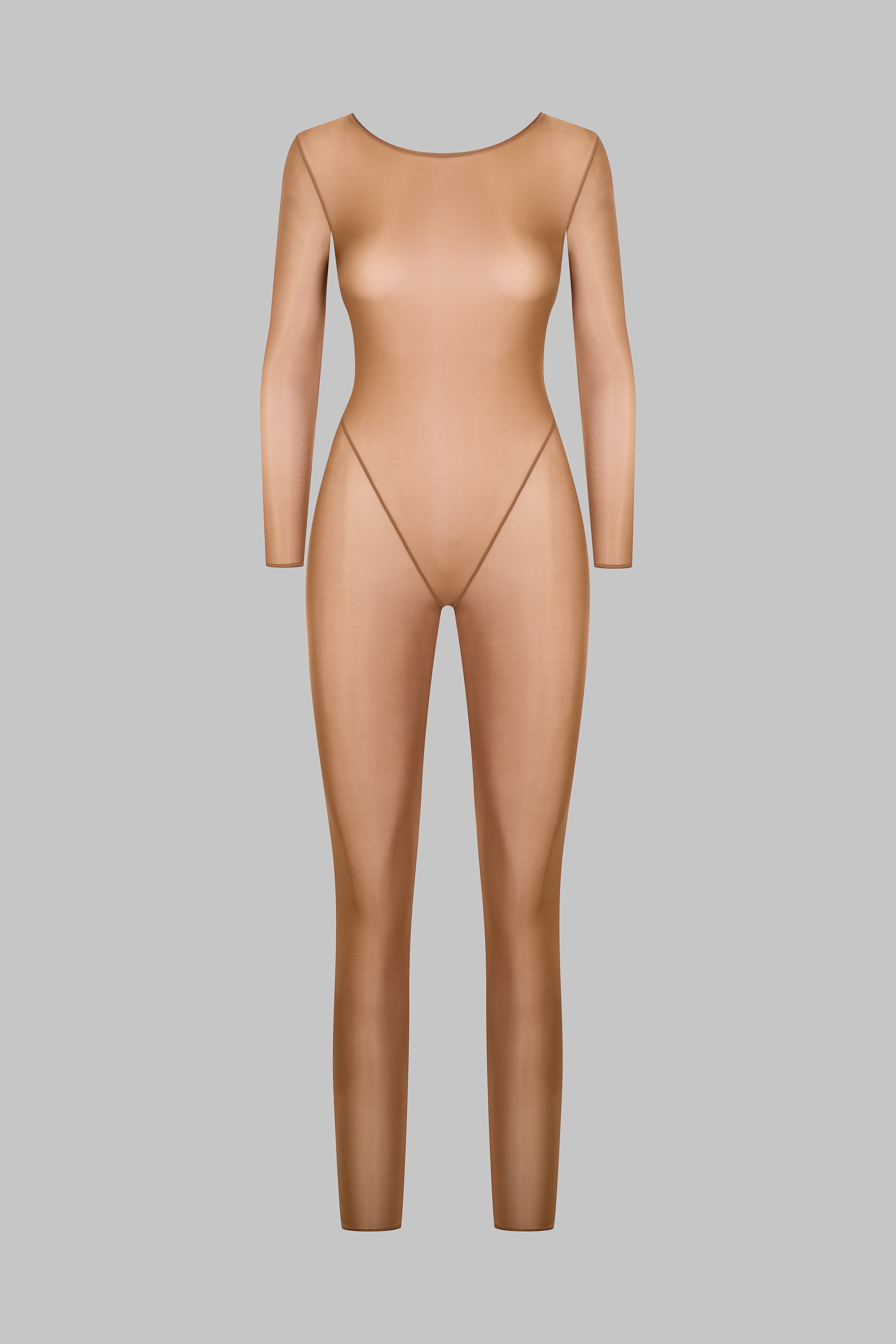 Open Back Long Sleeve Catsuit - French Kiss Light