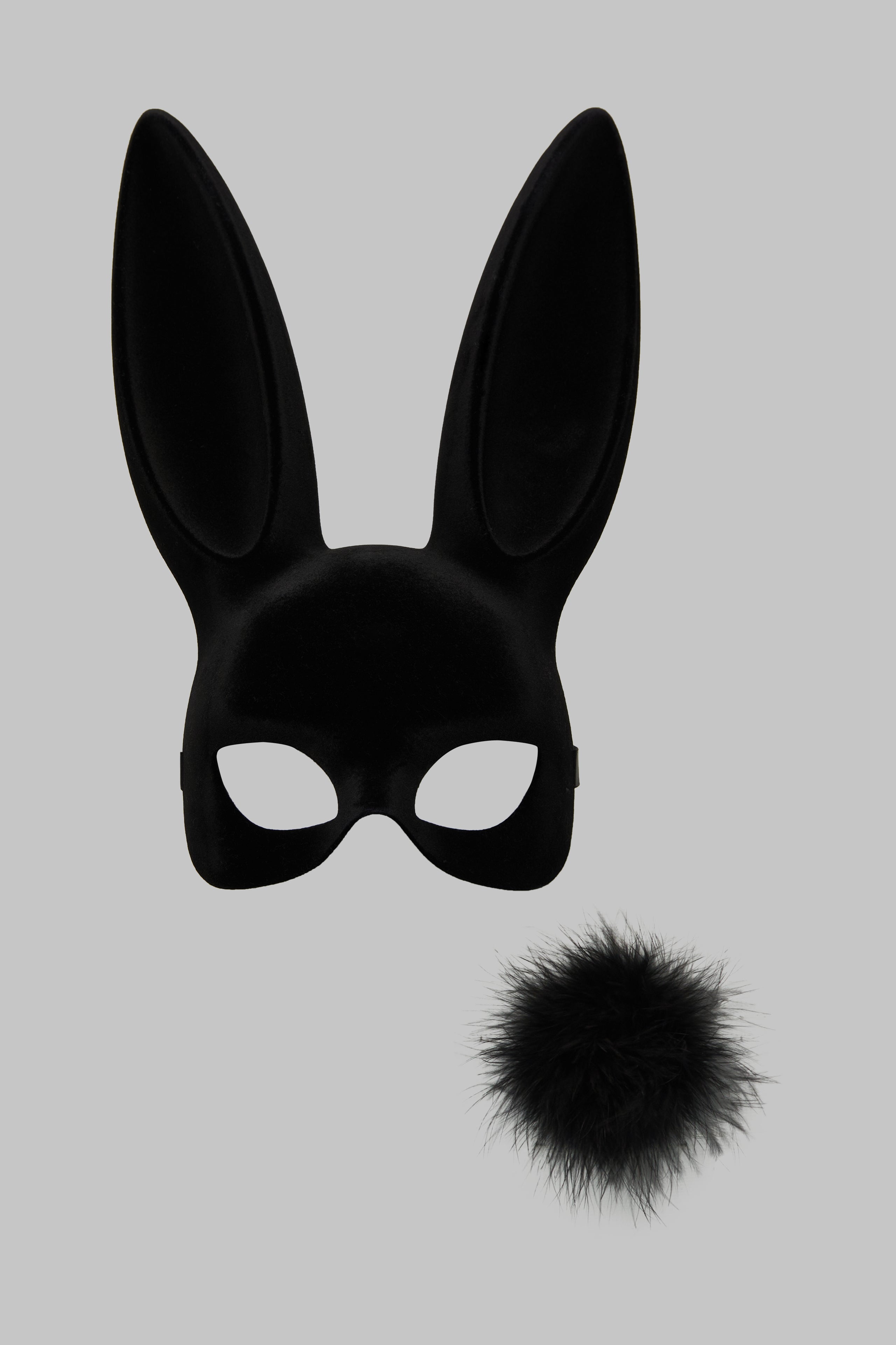 Masque lapin velours avec pompon - Les Fétiches